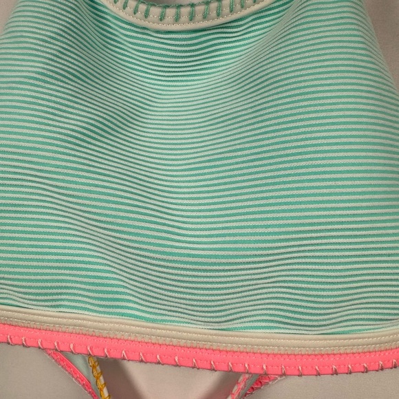 SO Pop Stitch Ribbed High Neck Bikini Swim Top Mint Juniors 7-9 M - Picture 3 of 9
